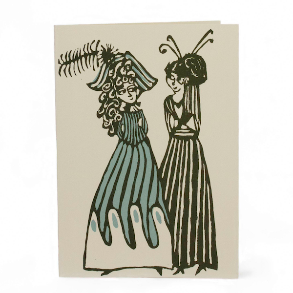 Cambridge Imprint Card Ladies in Hats Green and Turquoise