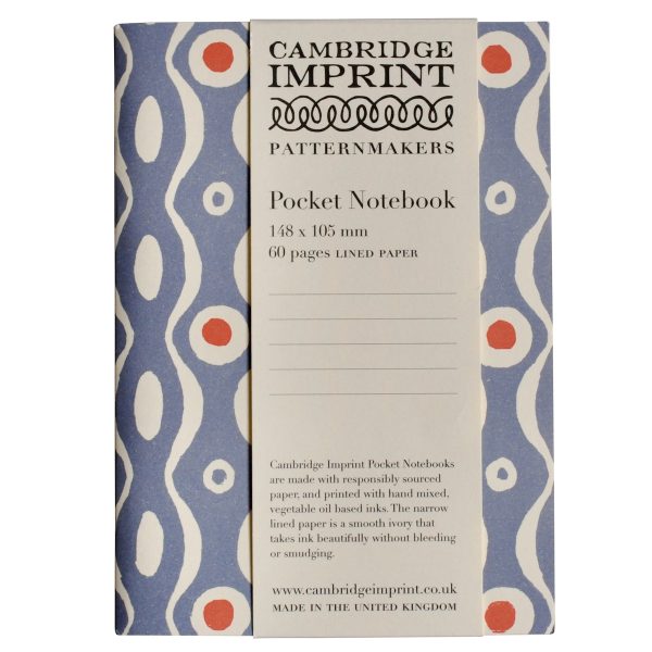 Patterned Lined Pocket Notebook By Cambridge Imprint (Persephone Cornflower and Red)