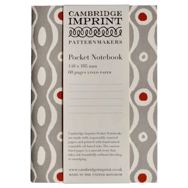 Patterned Lined Pocket Notebook By Cambridge Imprint (Persephone Grey and Crimson)