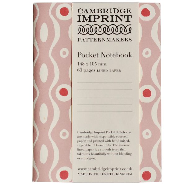 Patterned Lined Pocket Notebook By Cambridge Imprint (Persephone Pink and Raspberry)