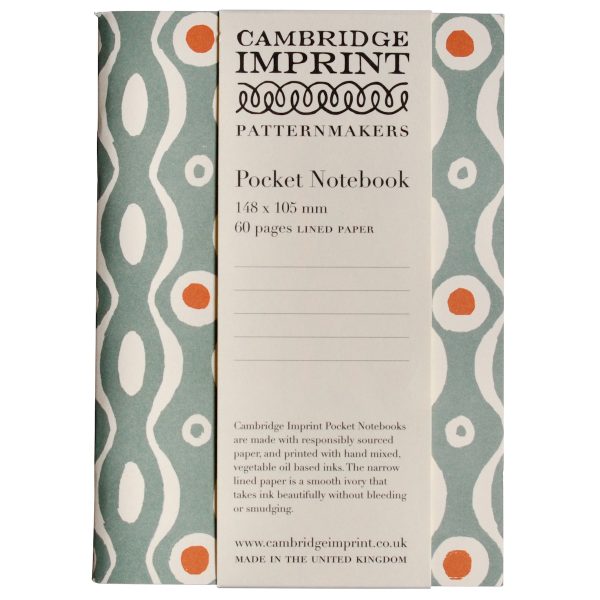 Patterned Lined Pocket Notebook By Cambridge Imprint (Persephone Teal and Burnt Orange)