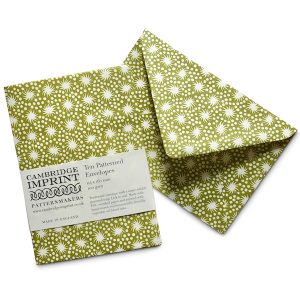 Cambridge Imprint Patterned Envelopes  in Animalcules Bawden Green