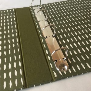 Ring Binder covered in Seed Olive patterned paper by Cambridge Imprint