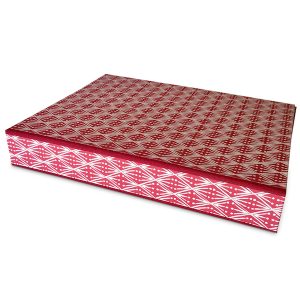 Ring Binder covered in Selvedge Madder patterned paper by Cambridge Imprint