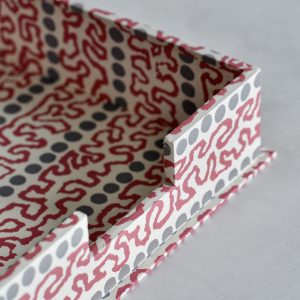 Cambridge Imprint Letter Trays covered in Charleston Meander patterned paper