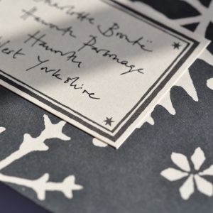 Snowflake patterned envelopes with Black address label