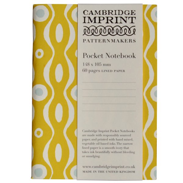 Patterned Lined Pocket Notebook By Cambridge Imprint (Persephone Mustard and Turquoise)