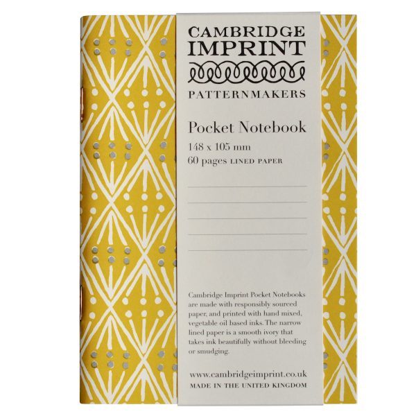 Patterned Lined Pocket Notebook By Cambridge Imprint (Selvedge Mustard)