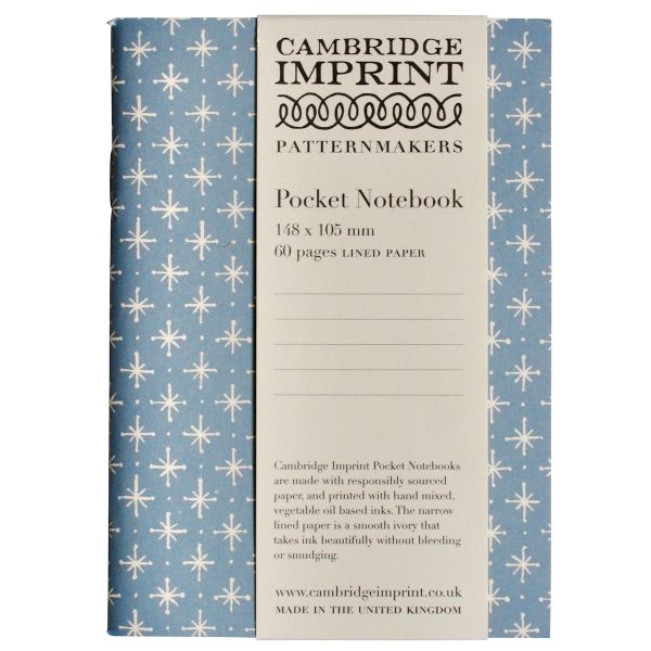 Patterned Lined Pocket Notebook By Cambridge Imprint (Little Stars Faded Denim)