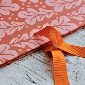 Detail of a Large Cambridge Imprint Portfolio covered in Quercus Pomegranate patterned paper