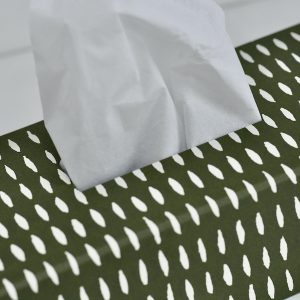 A Tissue Box Cover in Seed Dark Olive Green