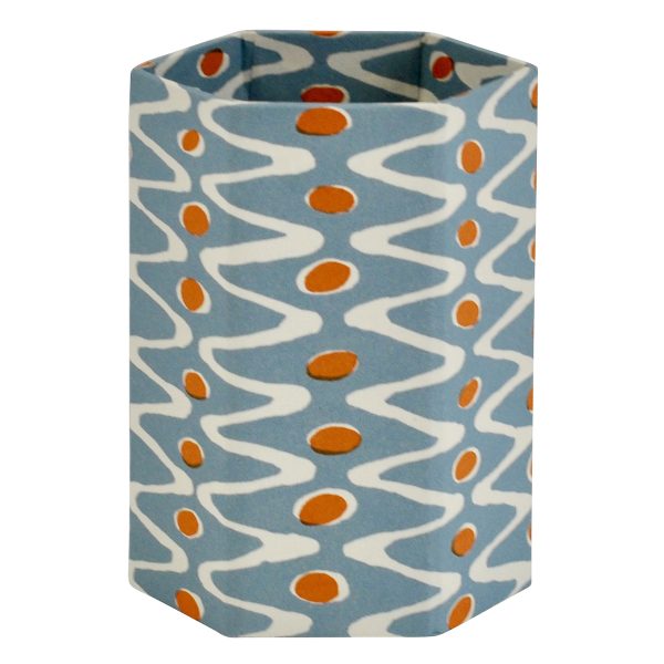 Handmade Pencil Pot covered in Cambridge Imprint Charleston Ripple patterned paper