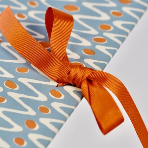 Handmade Portfolio covered in Cambridge Imprint Charleston Ripple patterned paper - detail