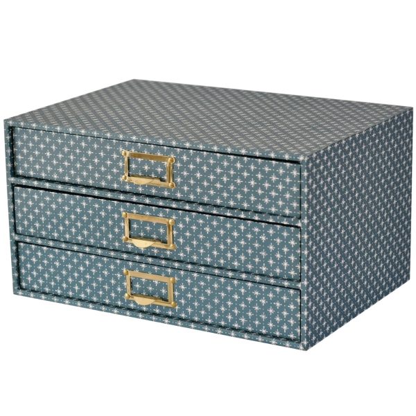 Collector's Drawers covered in Petrol Blue Little Stars patterned paper