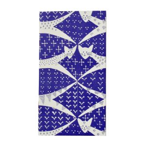 Very Slim List Book with patterned cover in Cats Cobalt