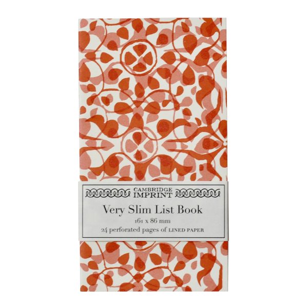 Very Slim List Book with patterned cover in Dappled Red