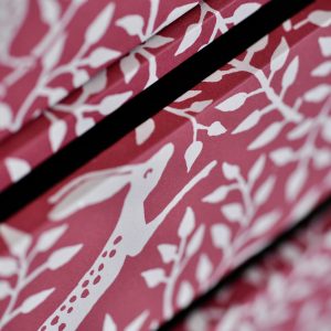 Collector's Drawers covered in Dancing Hare patterned paper