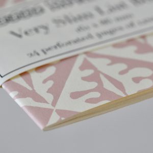 Very Slim List Book with patterned cover in Oak Leaves Pale Pink