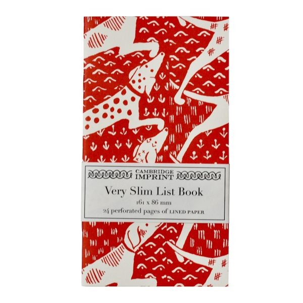 Very Slim List Book with patterned cover in Dogs Coral