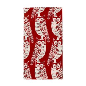 Very Slim List Book with patterned cover in Owls Cadmium Red Deep