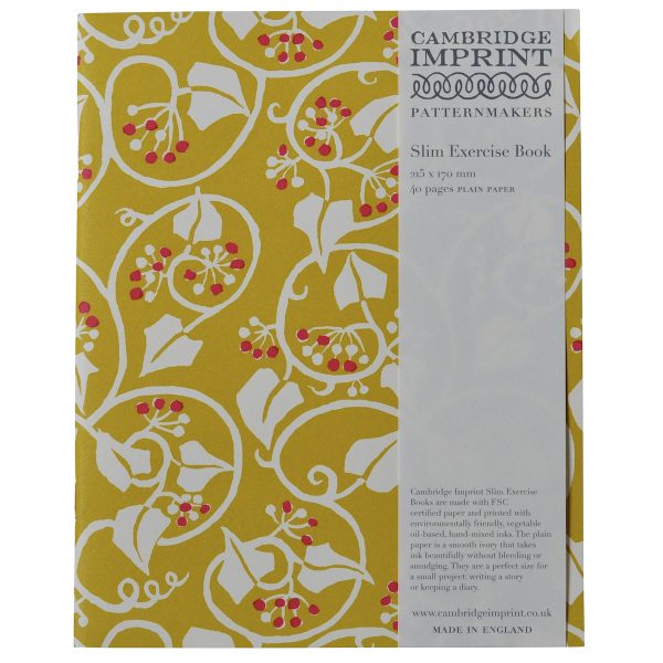 Exercise Book with Piccalilli and Cranberry patterned cover