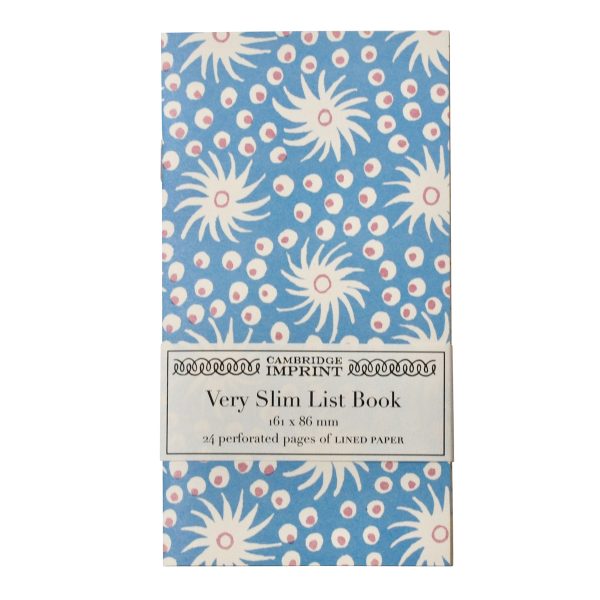 Very Slim List Book with patterned cover in Milky Way Blue and Pink