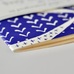 Very Slim List Book with patterned cover in Cats Cobalt