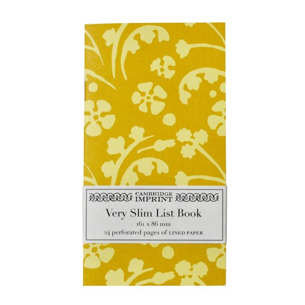 Very Slim List Book with patterned cover in Wild Flowers Yellow