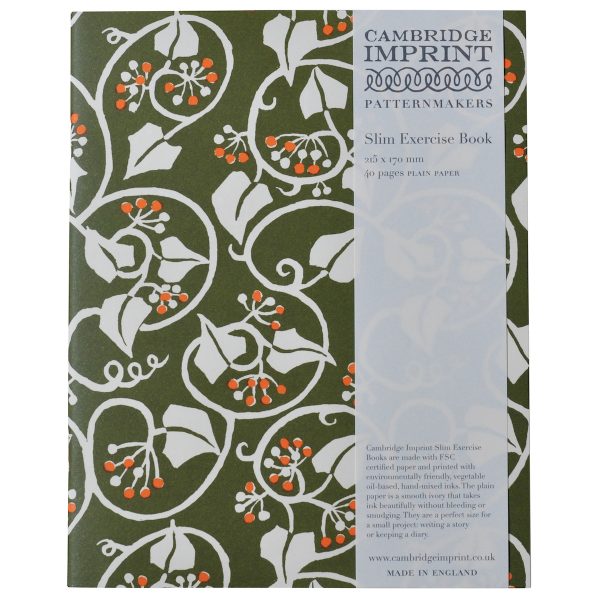 Exercise Book with Swamp Green and Orange patterned cover