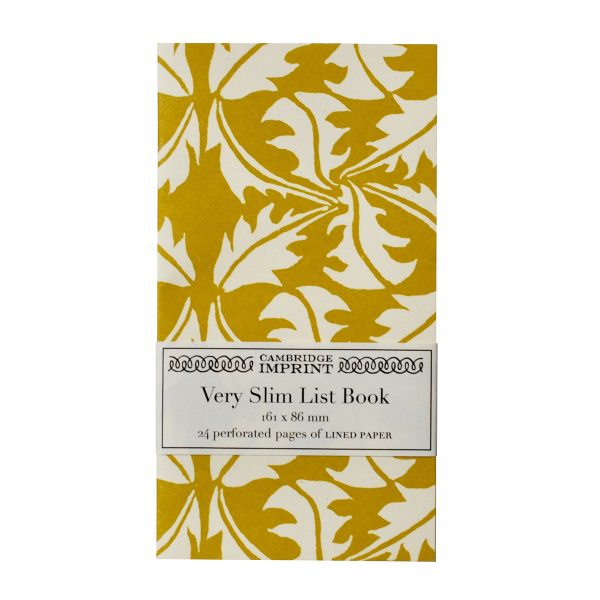 Very Slim List Book with patterned cover in Dandelion Turmeric