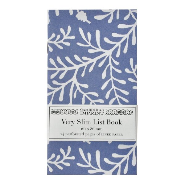 Very Slim List Book with patterned cover in Sprig Harebell