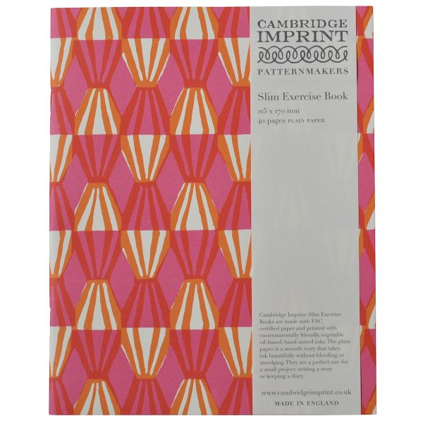 Exercise Book with Threadwork Pink and Orange patterned cover