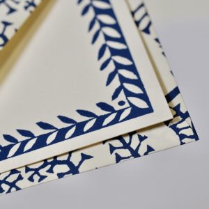 Prussian Blue Notecard with Patterned Border