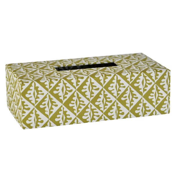 Tissue Box Cover in Oak Leaves Sap Green