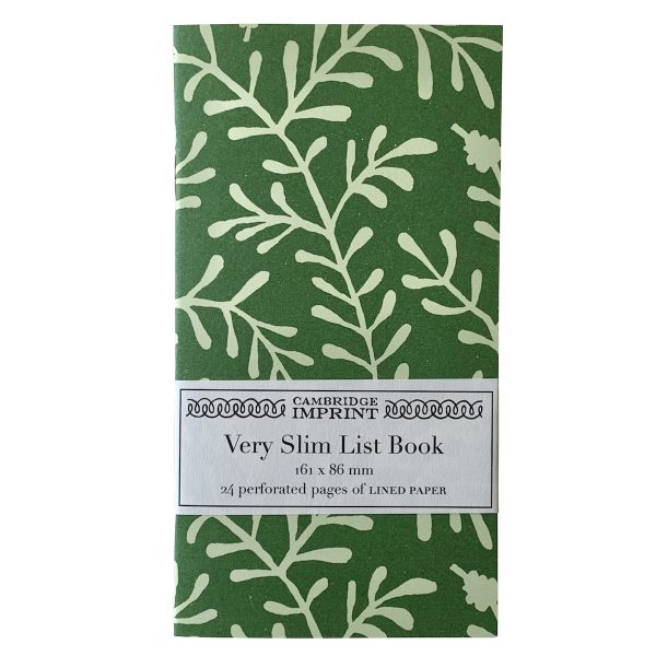 Very Slim List Book with Sprig Pea Green covers