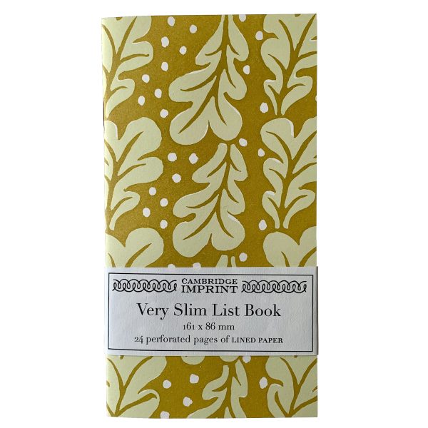 Very Slim List Book with Quercus Sap Green covers