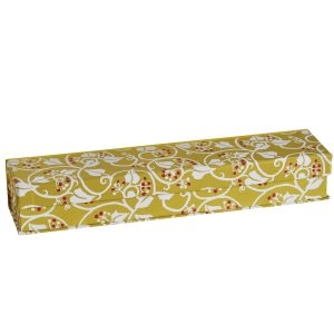 Pen Box covered in Ivy Piccalilli and Cranberry patterned paper