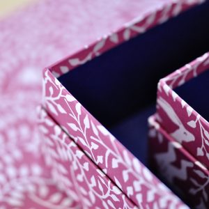 Set of three Dancing Hare Berry patterned boxes