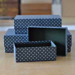 Set of three Little Stars Petrol Blue patterned boxes