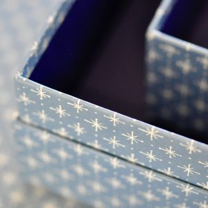 Set of three Little Stars Faded Denim patterned boxes