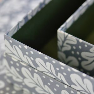 Set of three Quercus Duck Egg patterned boxes