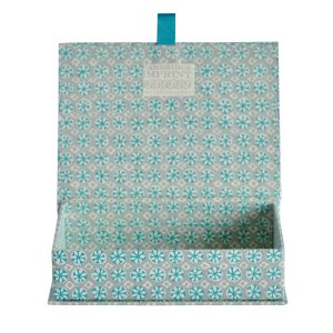 Postcard Box covered in Sea Urchin patterned paper