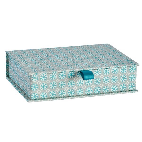 Postcard Box covered in Sea Urchin patterned paper