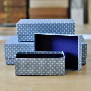 Set of three Little Stars Faded Denim patterned boxes