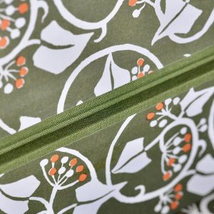 Detail of a Box File covered in Ivy patterned paper