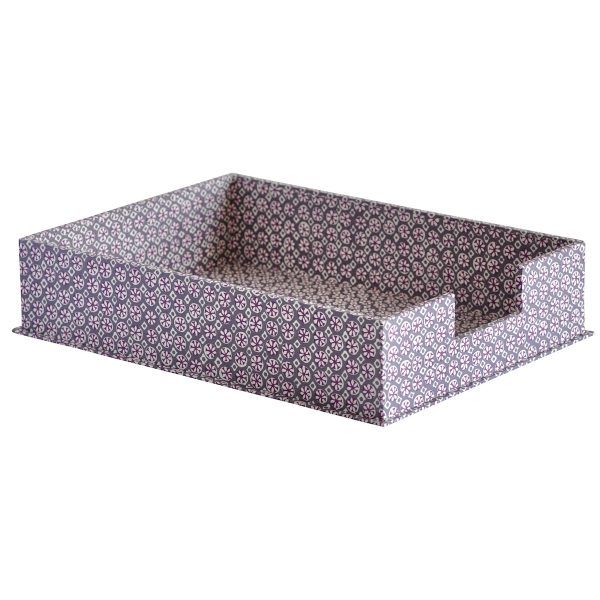 Letter Tray covered in Sea Urchin French lavender patterned paper