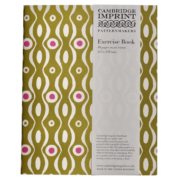 Exercise Book Persephone Bright Olive and Cold Pink