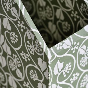 detail of Cambridge Imprint Magazine File in Small Ivy Stripe Sage Green