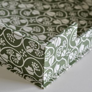 detail of Cambridge Imprint Letter Tray in Small Ivy Stripe Sage Green