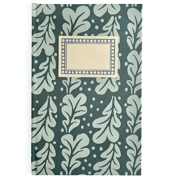 Hardback Notebook covered in Quercus Duck Egg Patterned Paper